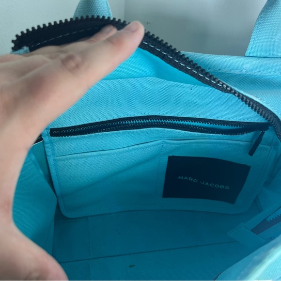 Marc Jacobs “The Tote Bag” Small Canvas Tote Blue Crossbody Bag Adjustable Strap - Picture 9 of 16